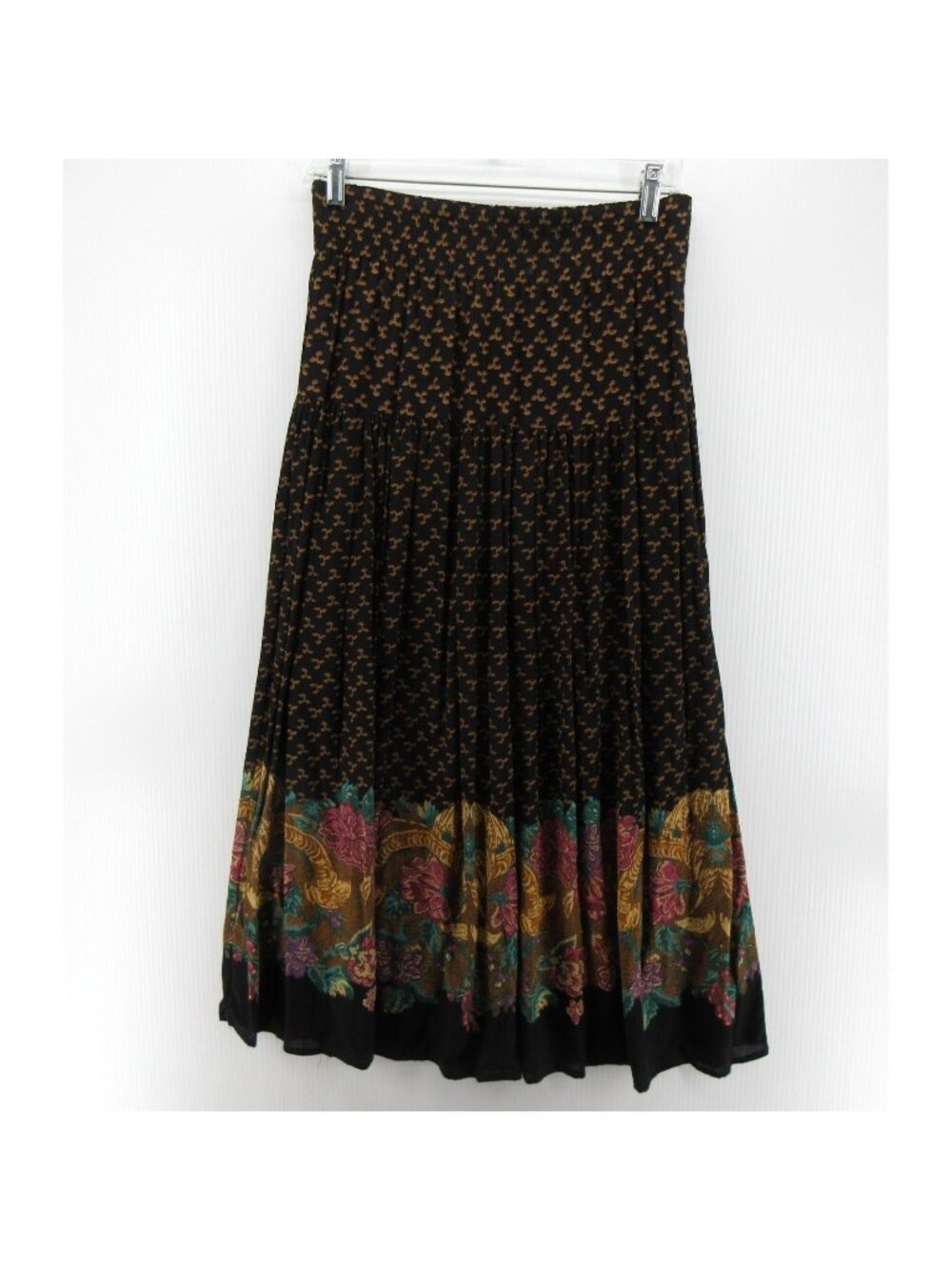 VINTAGE Carole Little Skirt 10 Floral Rayon Gauze Maxi 90s Boho USA